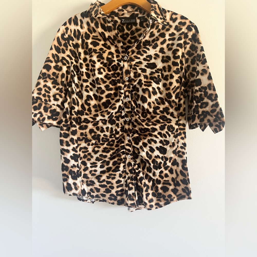 Leopard Button Down Short Sleeve Shirt